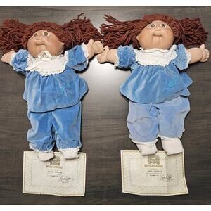 Vintage Cabbage Patch Kids Twin Girls Hispanic With Birth Certificates 1985